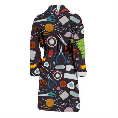 Sewing Equipment Print Design LKS308 Men Bathrobe