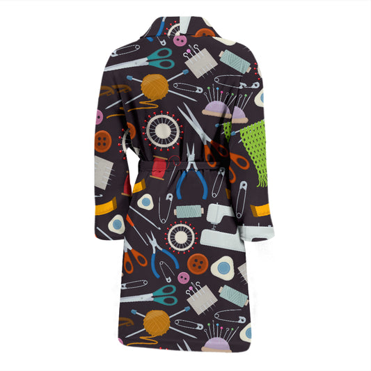 Sewing Equipment Print Design LKS308 Men Bathrobe