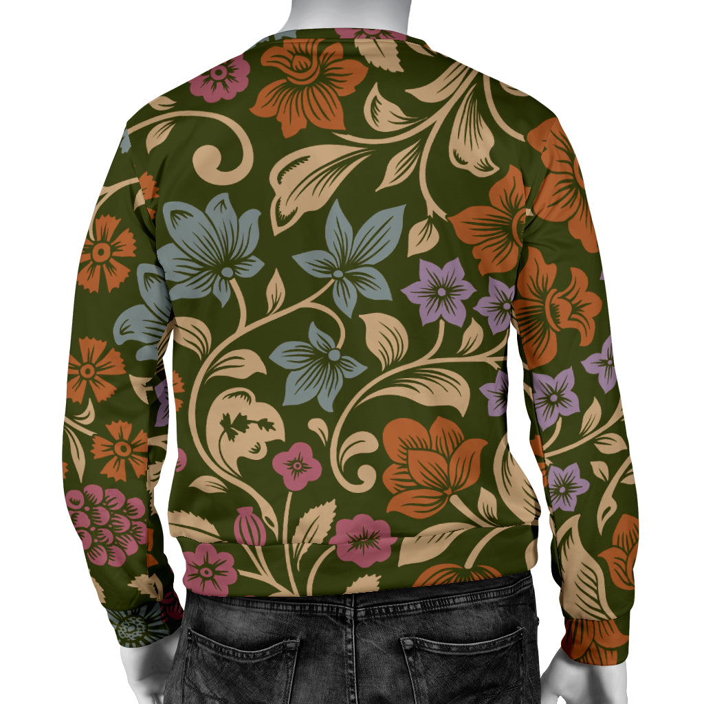 Floral Vintage Print Pattern Men Long Sleeve Sweatshirt