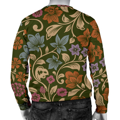 Floral Vintage Print Pattern Men Long Sleeve Sweatshirt