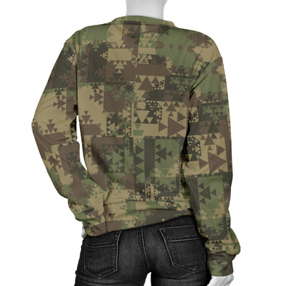 Camouflage Aztec Green Army Print Women Long Sleeve Sweatshirt