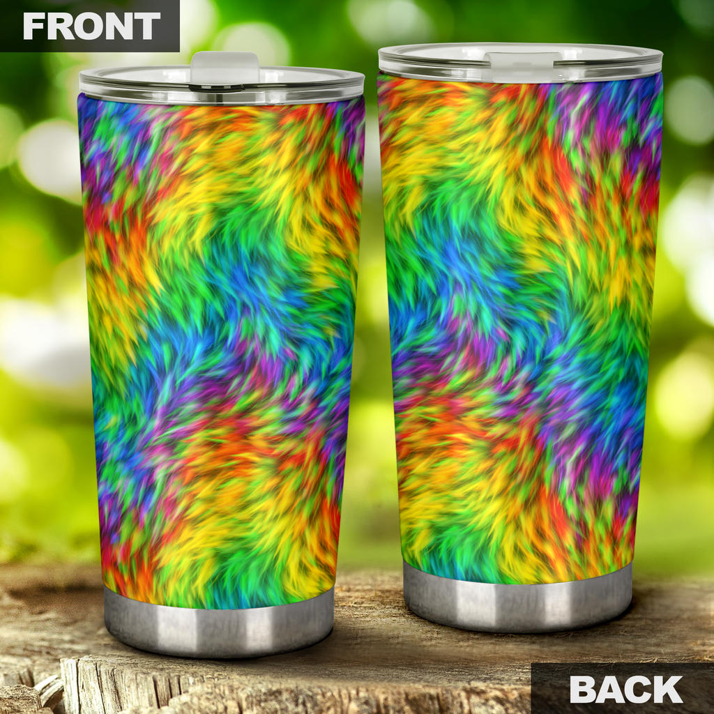 Rainbow Fur Design Print Tumbler