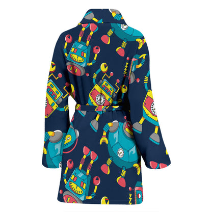 Robot Pattern Print Design A05 Women Bathrobe