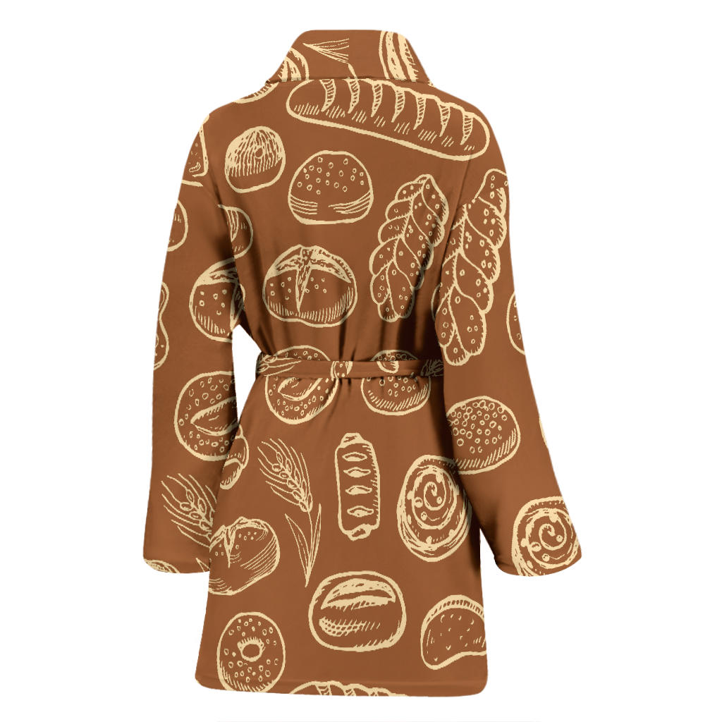 Bread Pattern Print Design 03 Women Bathrobe