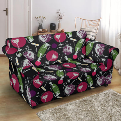 Wine Print Design LKS307 Loveseat Couch Slipcover