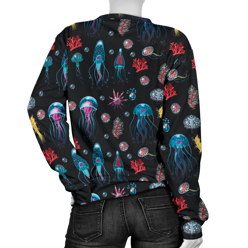 Jellyfish Underwater Print Women Long Sleeve Sweatshirt