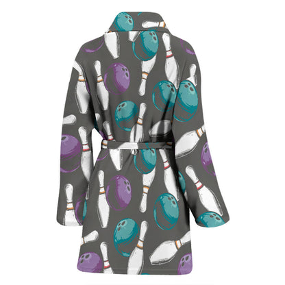 Bowling Pattern Print Design 03 Women Bathrobe