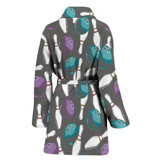 Bowling Pattern Print Design 03 Women Bathrobe