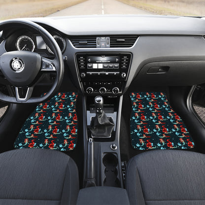 Mermaid Girl Themed Design Print Car Floor Mats Front Back