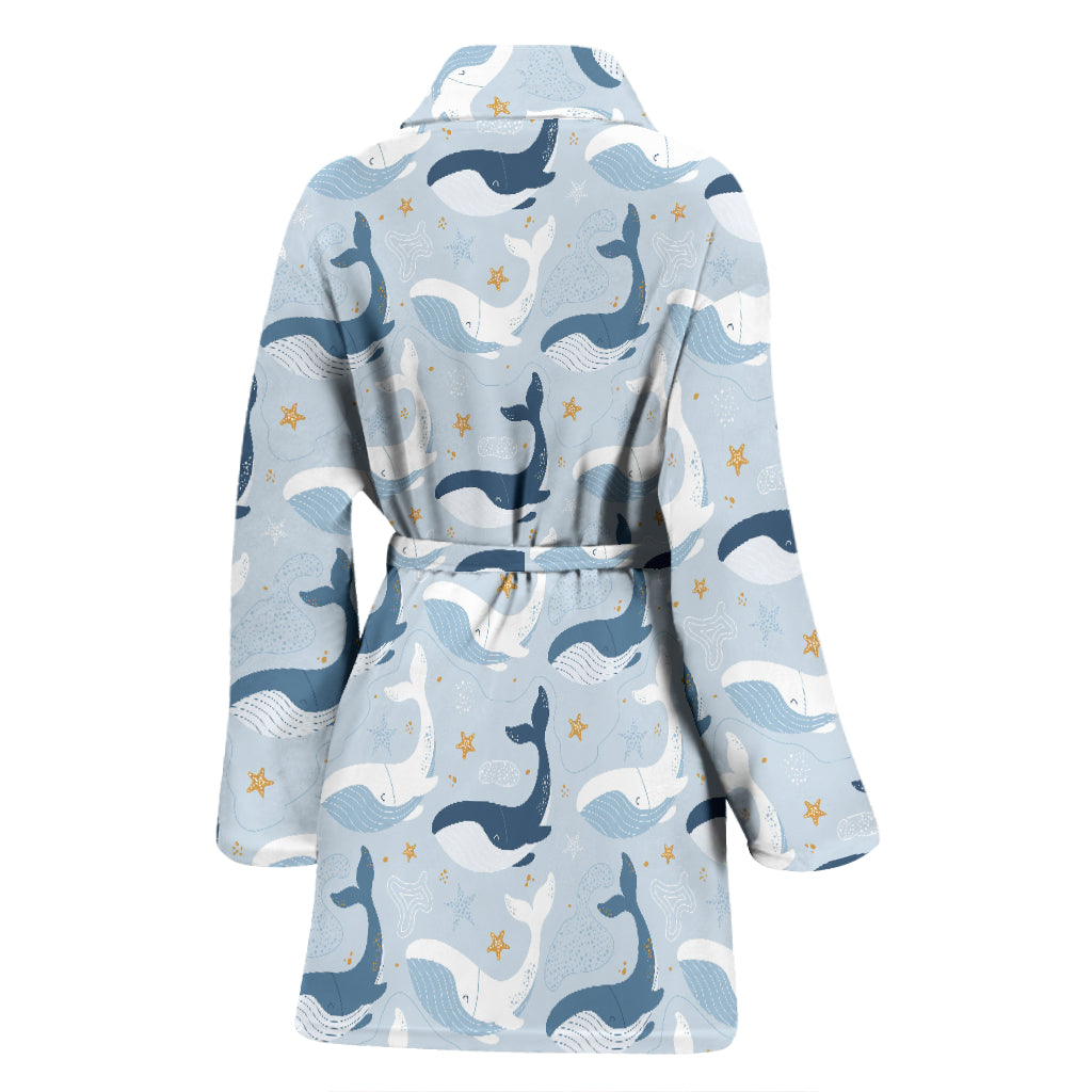 Whale Print Design LKS305 Women Bathrobe