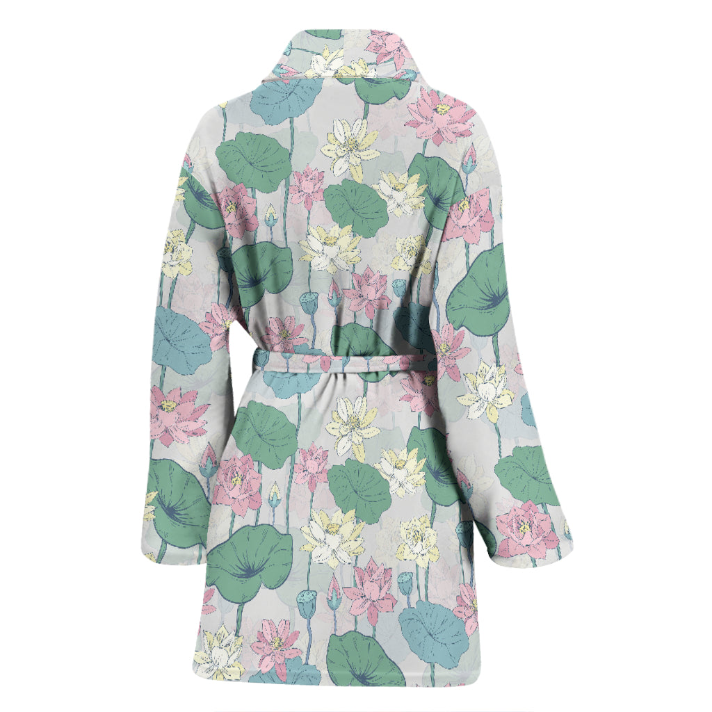 Water Lily Print Design LKS305 Women Bathrobe