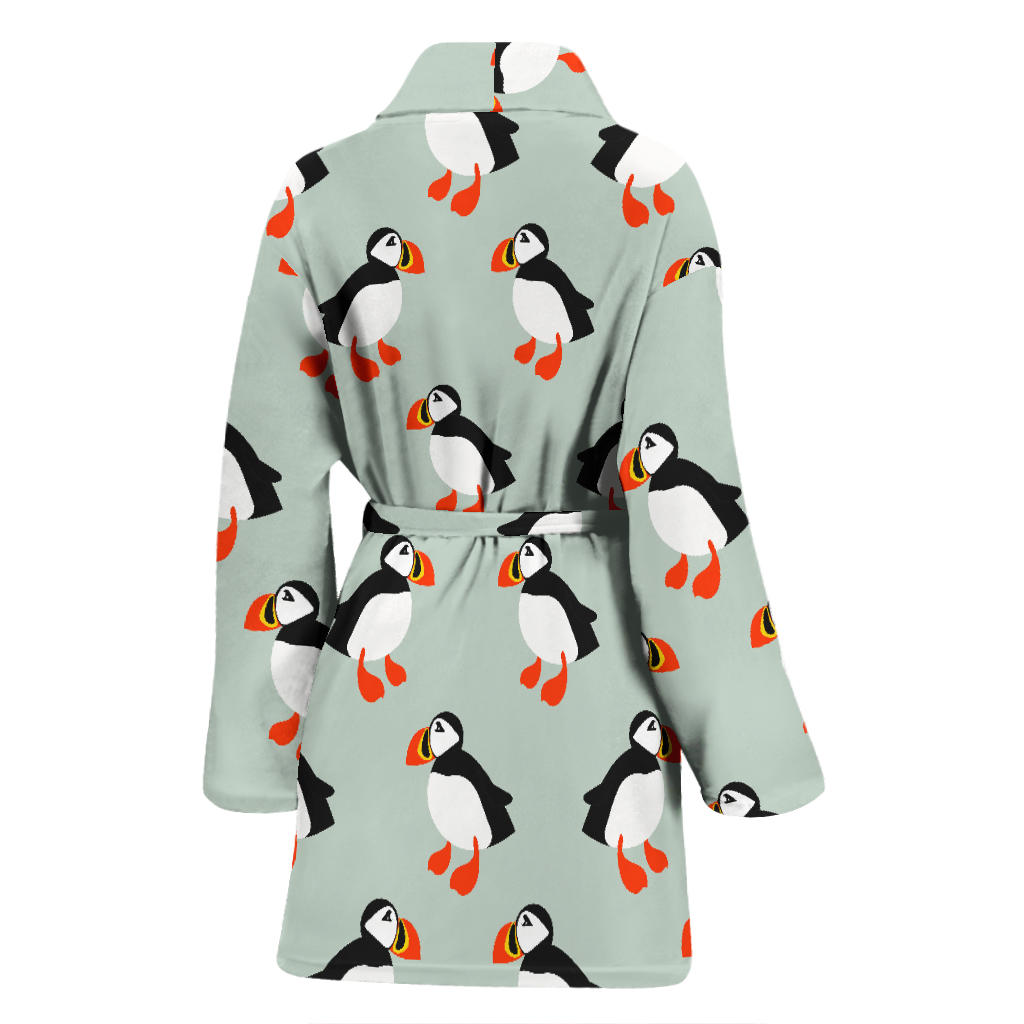 Puffin Pattern Print Design A03 Women Bathrobe