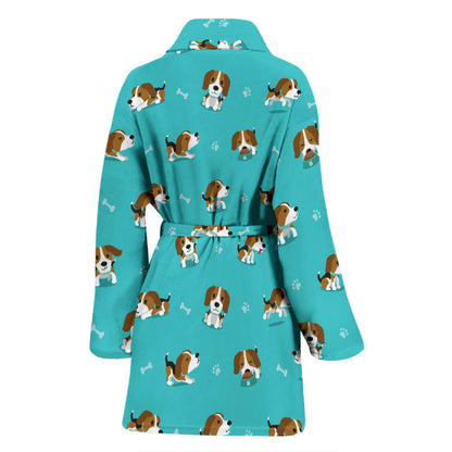 Beagle Pattern Print Design 05 Women Bathrobe
