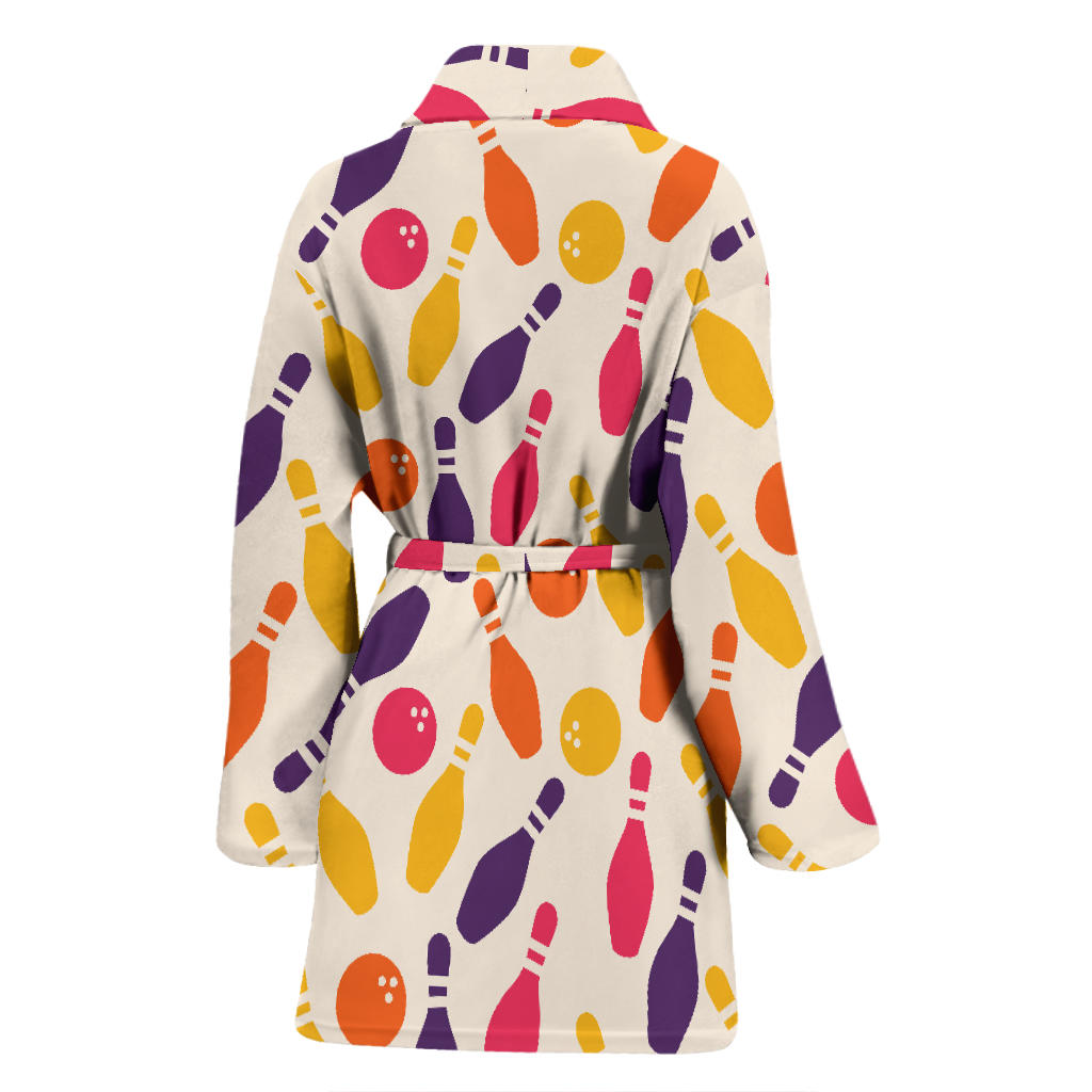 Bowling Pattern Print Design 06 Women Bathrobe