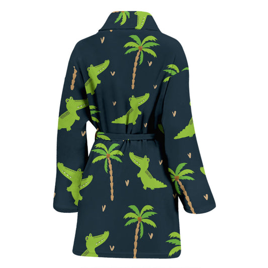 Alligator Pattern Print Design 02 Women Bathrobe