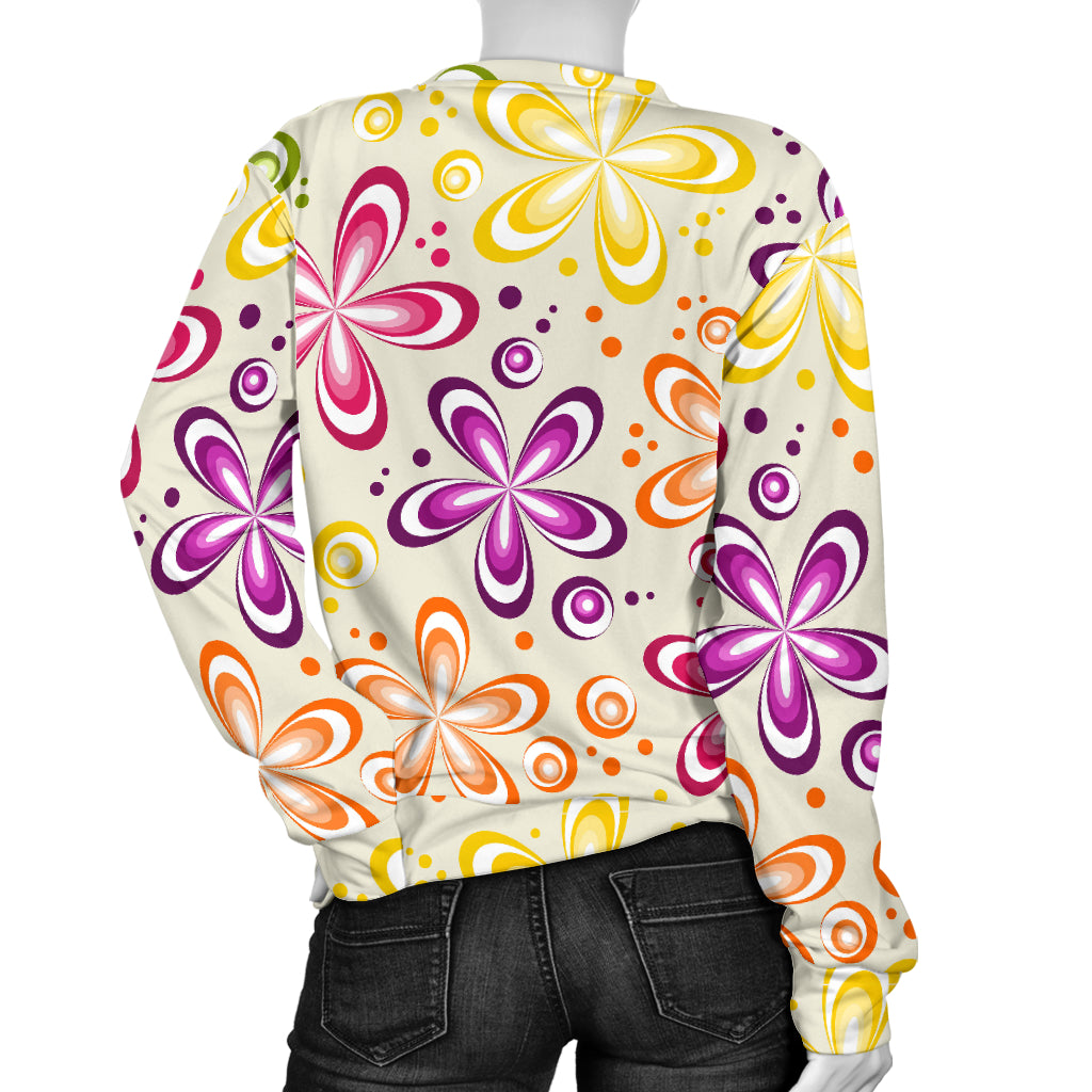 Flower Power Colorful Design Print Women Long Sleeve Sweatshirt