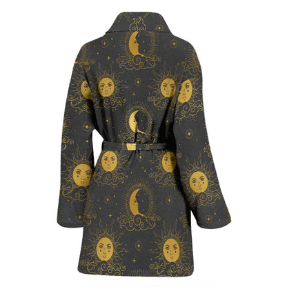 Celestial Moon Sun Pattern Print Design 05 Women Bathrobe