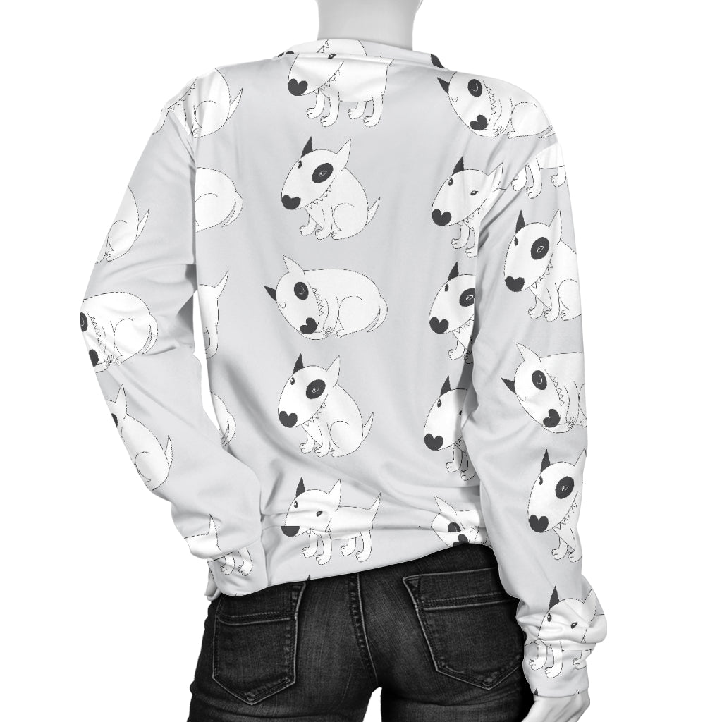 Bull Terrier hand draw Print Pattern Women Long Sleeve Sweatshirt