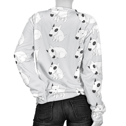 Bull Terrier hand draw Print Pattern Women Long Sleeve Sweatshirt