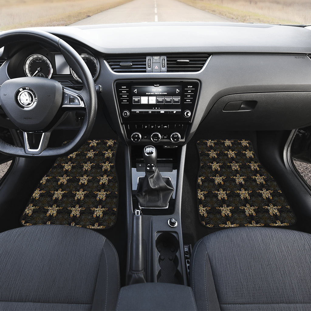 Gold Tribal Turtle Polynesian Design Car Floor Mats Front Back