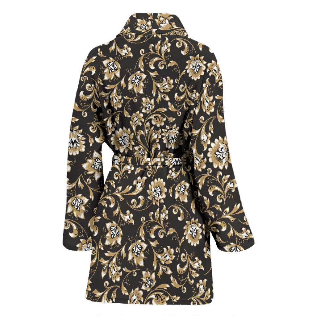 Brocade Pattern Print Design 03 Women Bathrobe