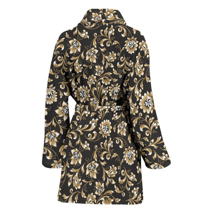 Brocade Pattern Print Design 03 Women Bathrobe