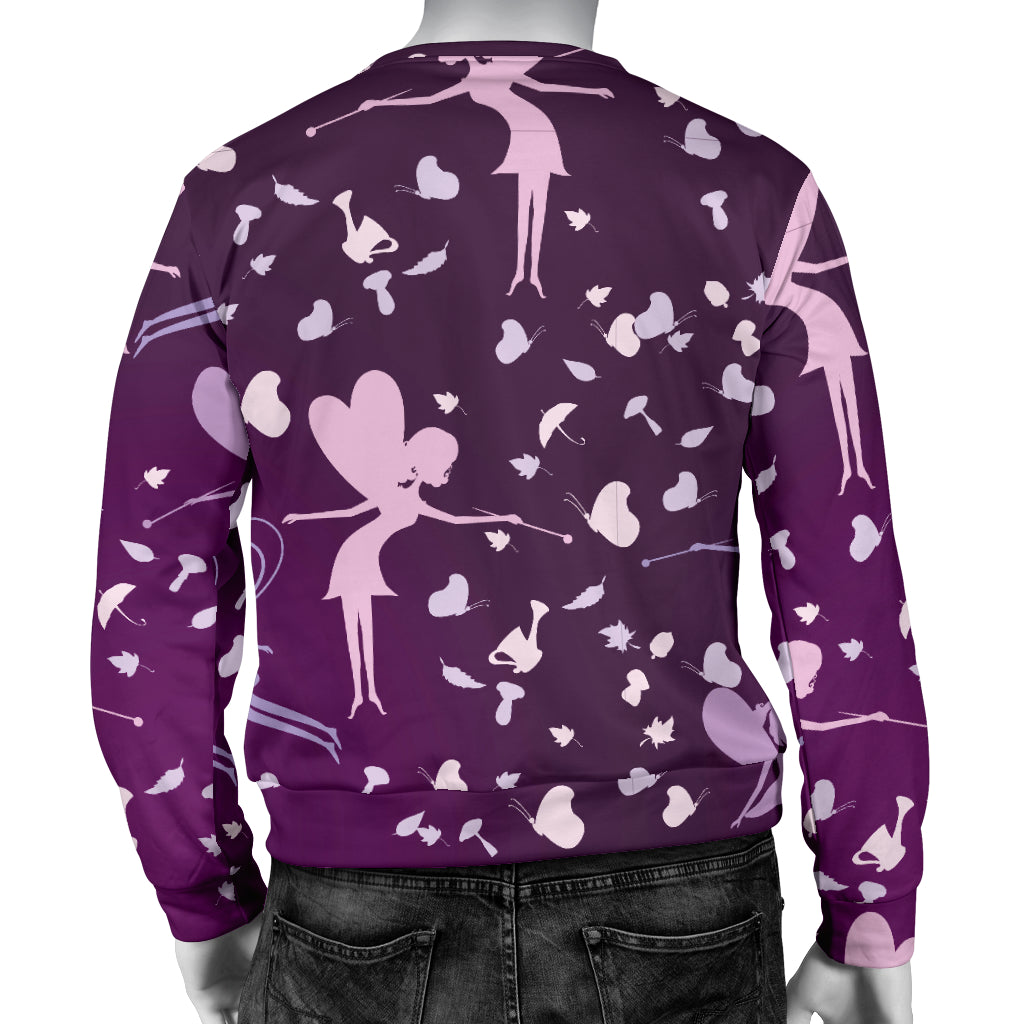 Fairy Pink Print Pattern Men Long Sleeve Sweatshirt