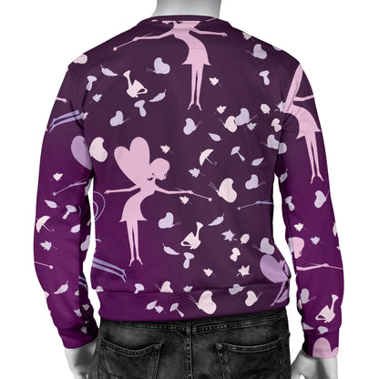 Fairy Pink Print Pattern Men Long Sleeve Sweatshirt