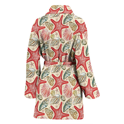 Seashell Print Design LKS301 Women Bathrobe