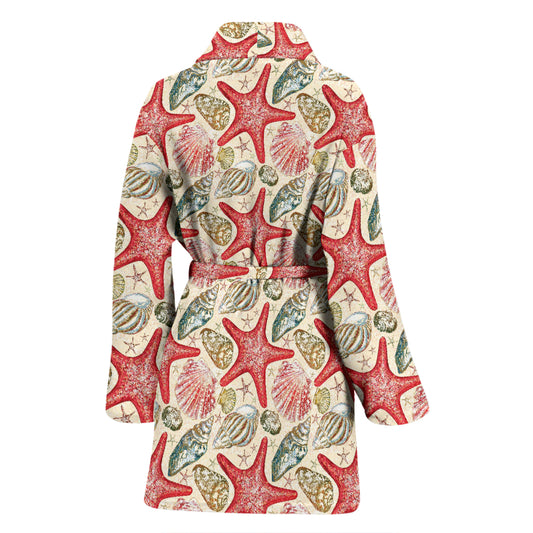Seashell Print Design LKS301 Women Bathrobe