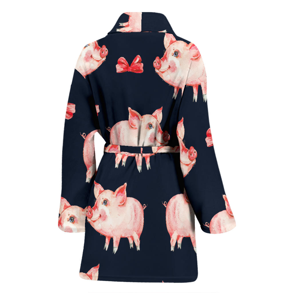 Pig Cute Pattern Print Design 02 Women Bathrobe