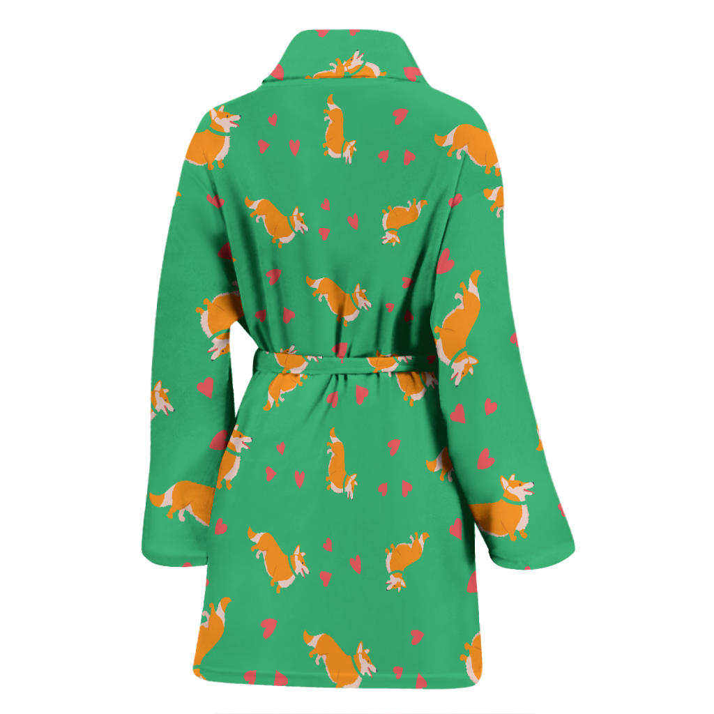 Cardigan Welsh Corgis Pattern Print Design 03 Women Bathrobe