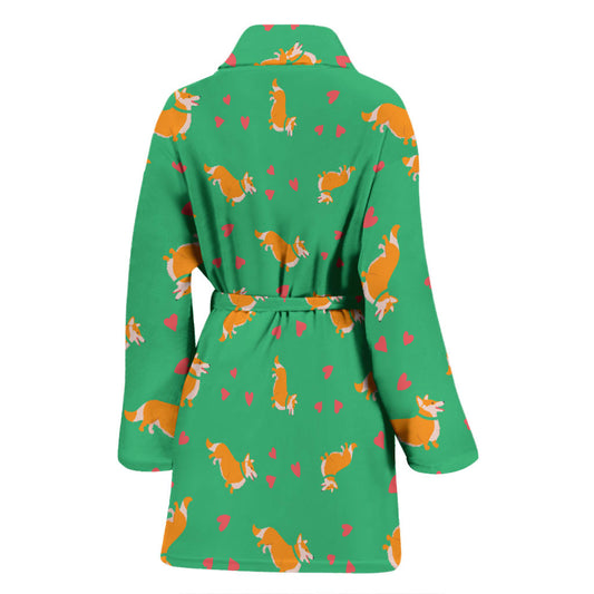Cardigan Welsh Corgis Pattern Print Design 03 Women Bathrobe