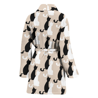 Cat Pattern Print Design 04 Women Bathrobe