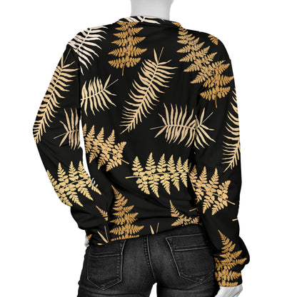 Fern Leave Bright Print Pattern Women Long Sleeve Sweatshirt