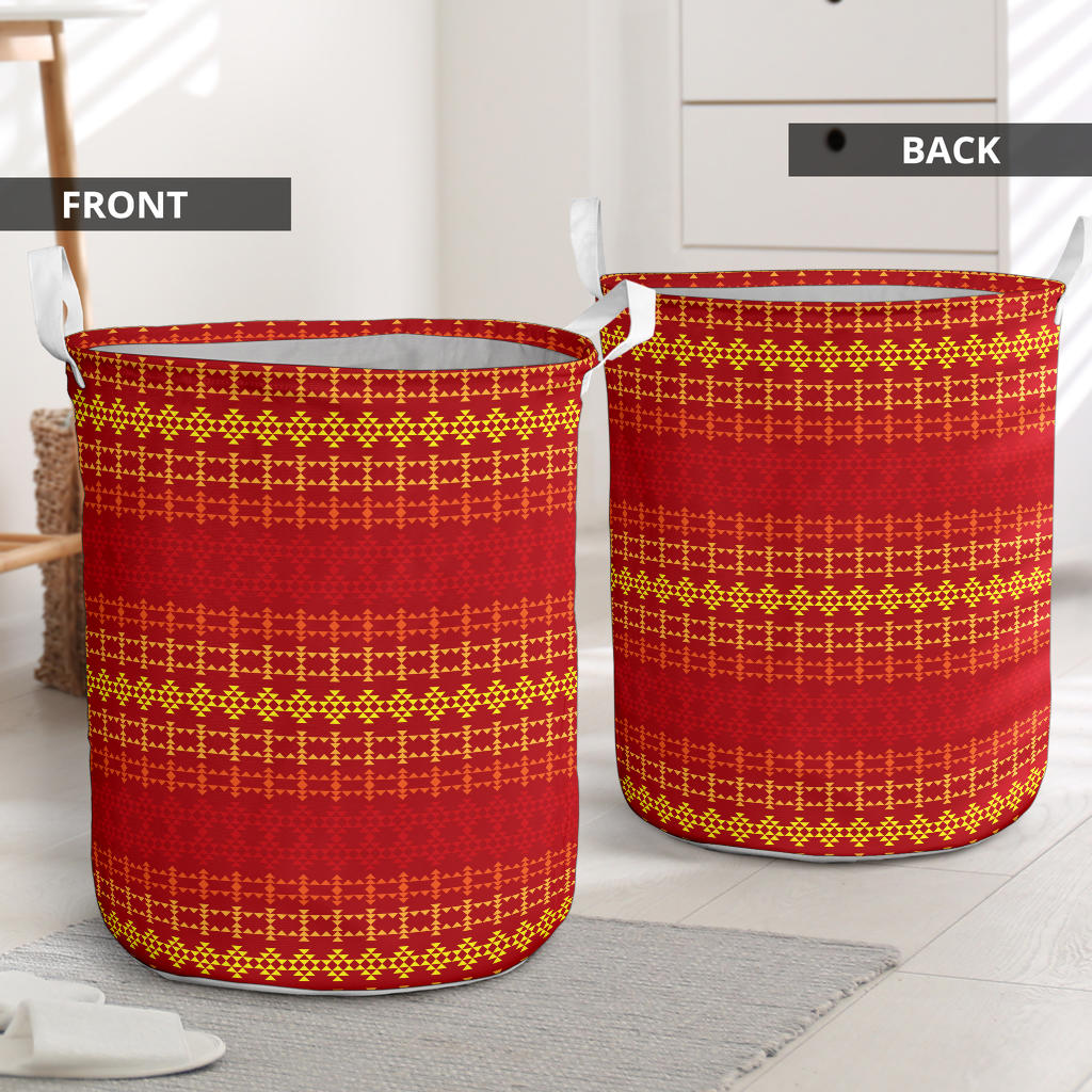 Southwest Red Gold Design Themed Print Laundry Basket