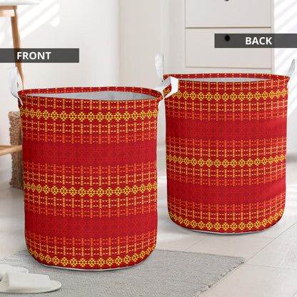 Southwest Red Gold Design Themed Print Laundry Basket