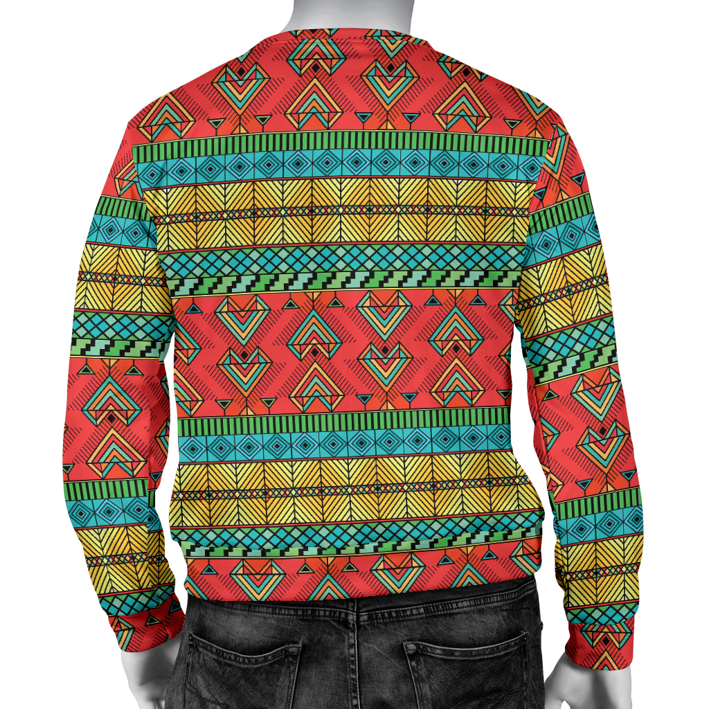 African Colorful Zigzag Print Pattern Men Long Sleeve Sweatshirt
