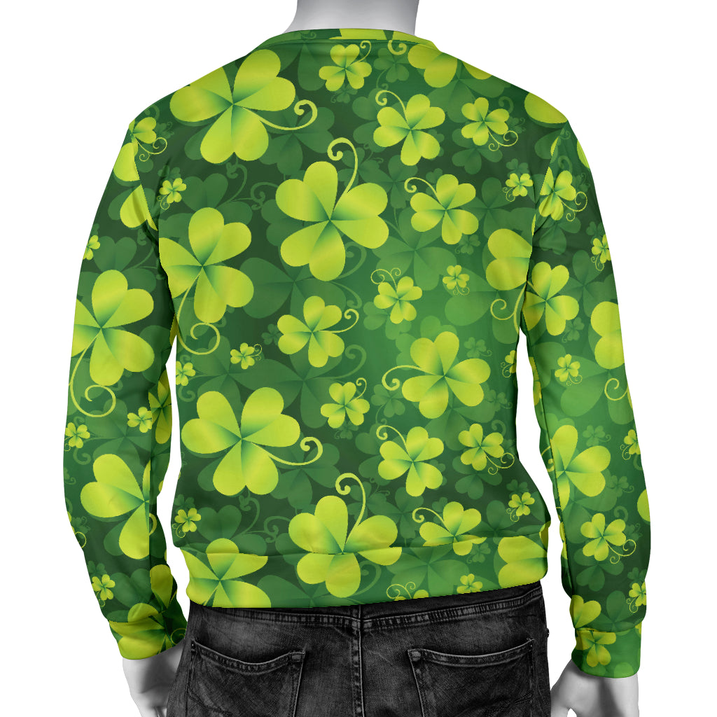 Shamrock Clover Print Men Long Sleeve Sweatshirt