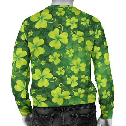 Shamrock Clover Print Men Long Sleeve Sweatshirt