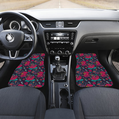 Old School Tattoo Print Car Floor Mats Front Back