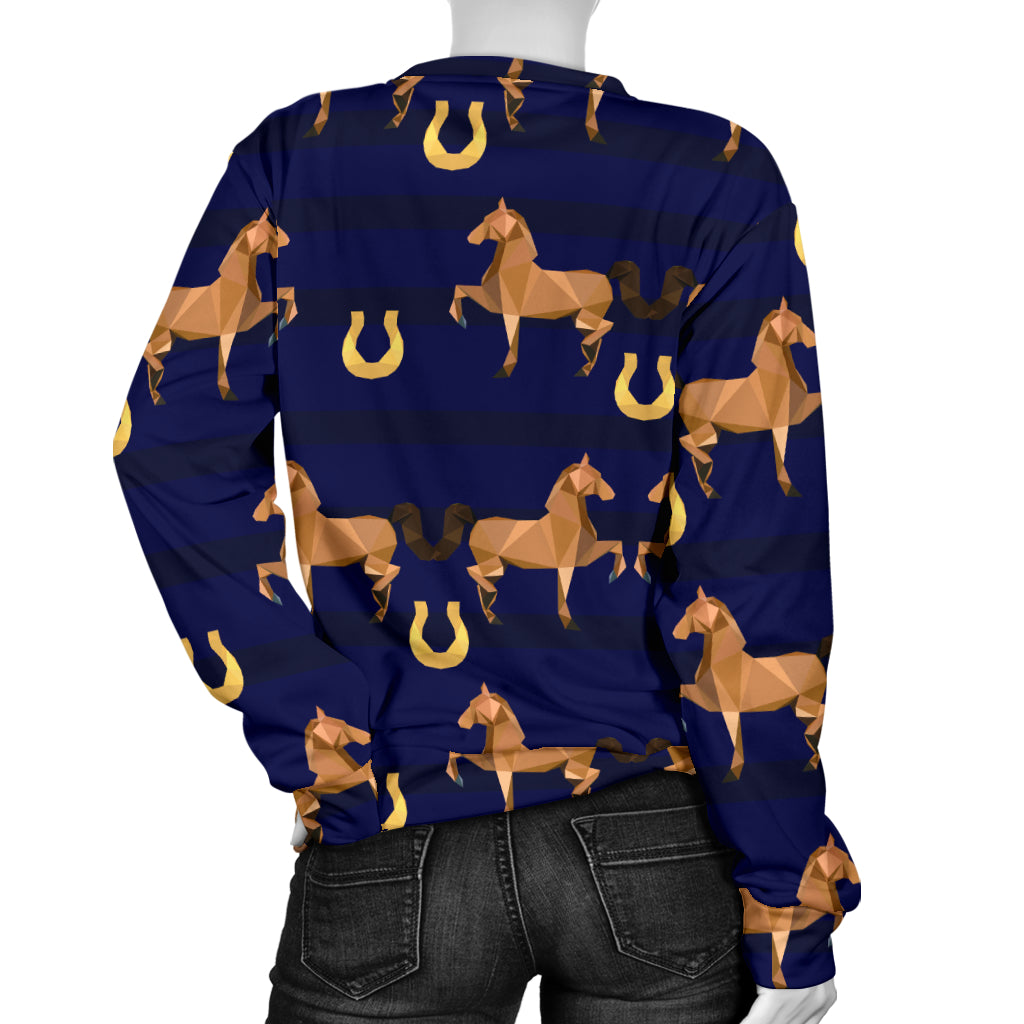 Horse Luxury Themed Pattern Print Women Long Sleeve Sweatshirt