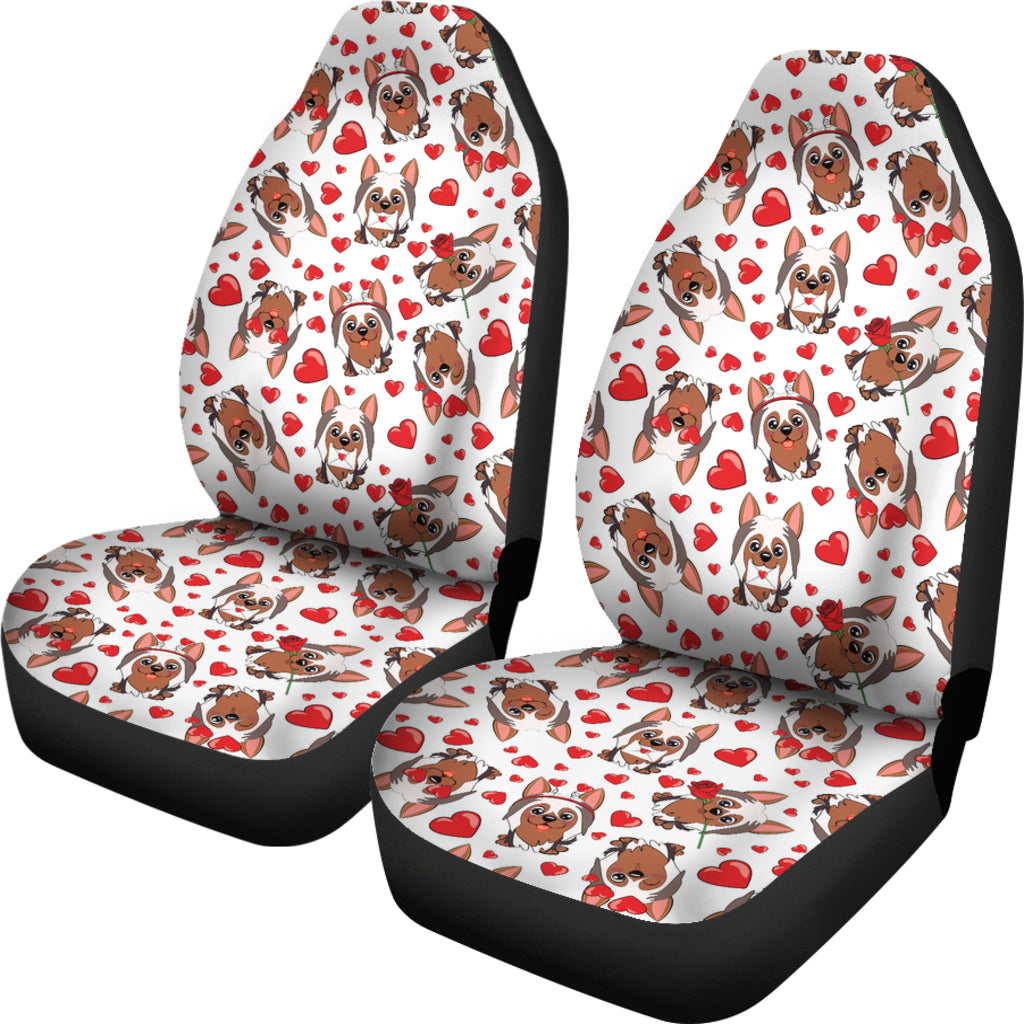 Silky Terriers Heart Print Design LKS302 Car Seat Covers