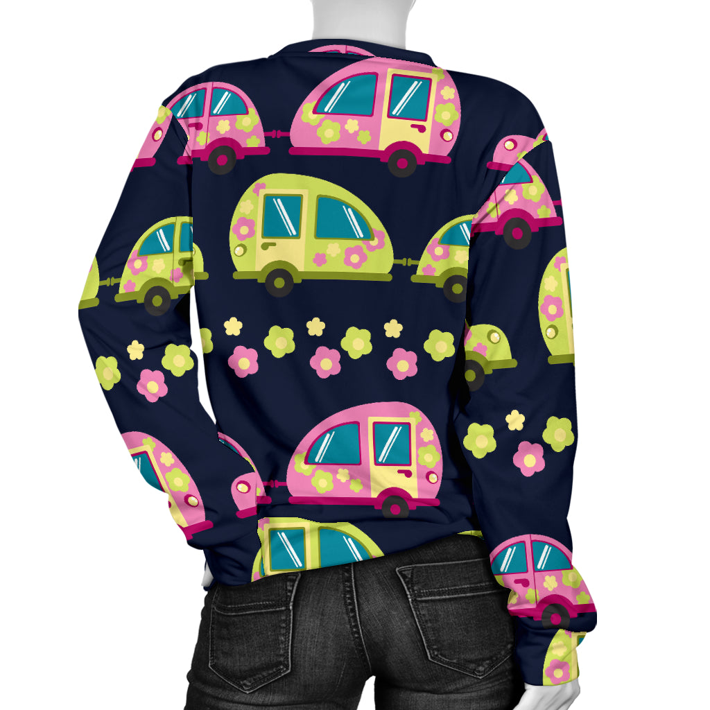 Camper Cute Camping Design No 3 Print Women Long Sleeve Sweatshirt