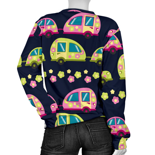 Camper Cute Camping Design No 3 Print Women Long Sleeve Sweatshirt