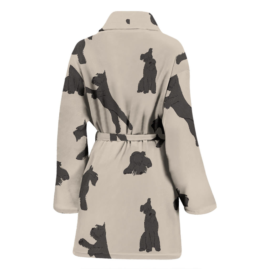 Schnauzers Pattern Print Design A06 Women Bathrobe