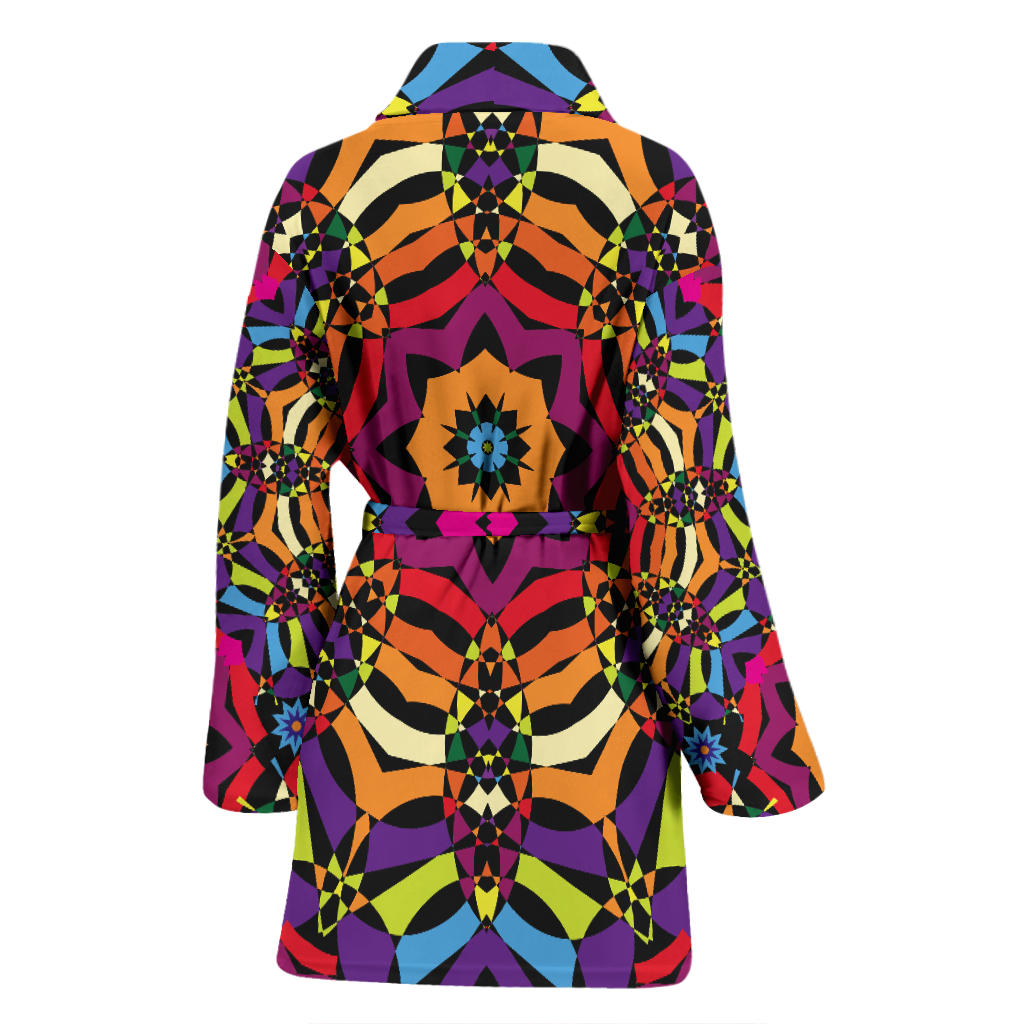 Kaleidoscope Pattern Print Design 01 Women Bathrobe