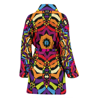 Kaleidoscope Pattern Print Design 01 Women Bathrobe