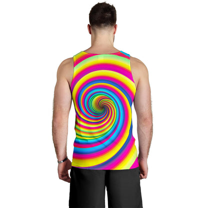 Vortex Twist Swirl Rainbow Design Men Tank Top