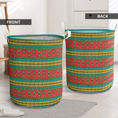 African Colorful Zigzag Print Pattern Laundry Basket